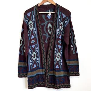 Peruvian Connection Womens Sweater Jacket Size M Brown Artsy Boho Western Heavy